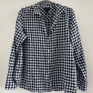 J. Crew Navy and White Gingham Shirt - Boy